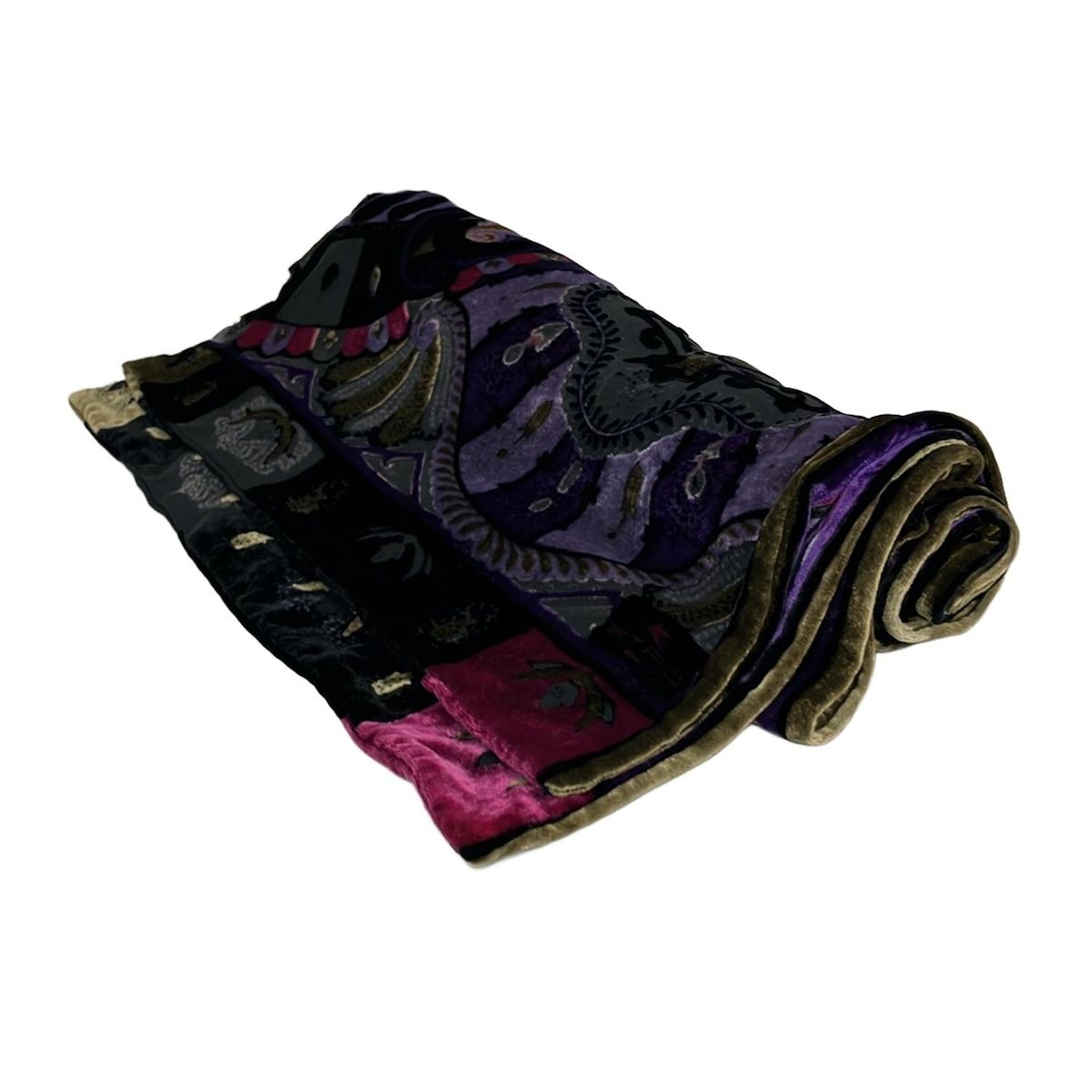 ETRO(エトロ) ストール(ショール)美品 - 黒×パープル×マルチ シルク