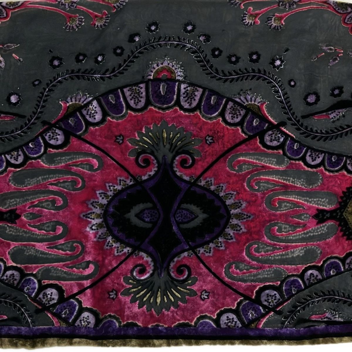 ETRO(エトロ) ストール(ショール)美品 - 黒×パープル×マルチ シルク
