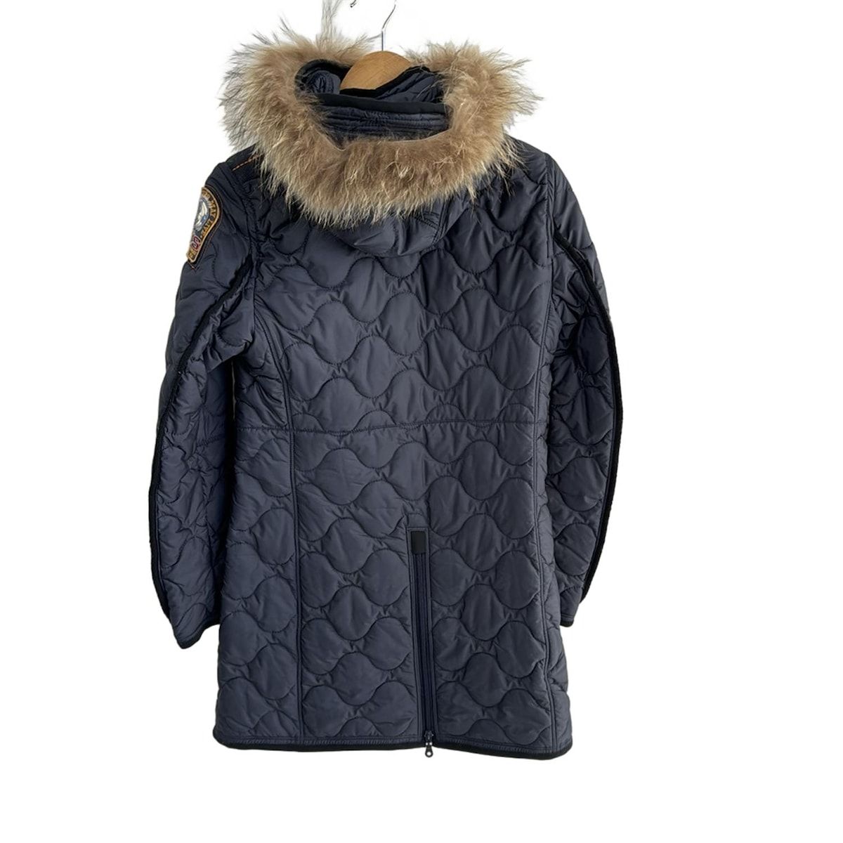 PARAJUMPERS パラジャンパーズ コート サイズXS レディース - ダークネイビー×黒×ベージュ 長袖 ラクーン 中綿 ジップアップ 冬