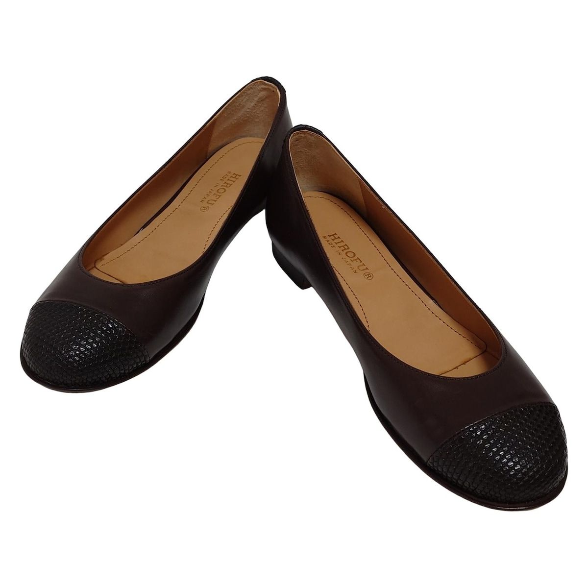 HIROFU ヒロフ フラットシューズ 23 1 2 レディース - ダークブラウン 型押し加工 レザー