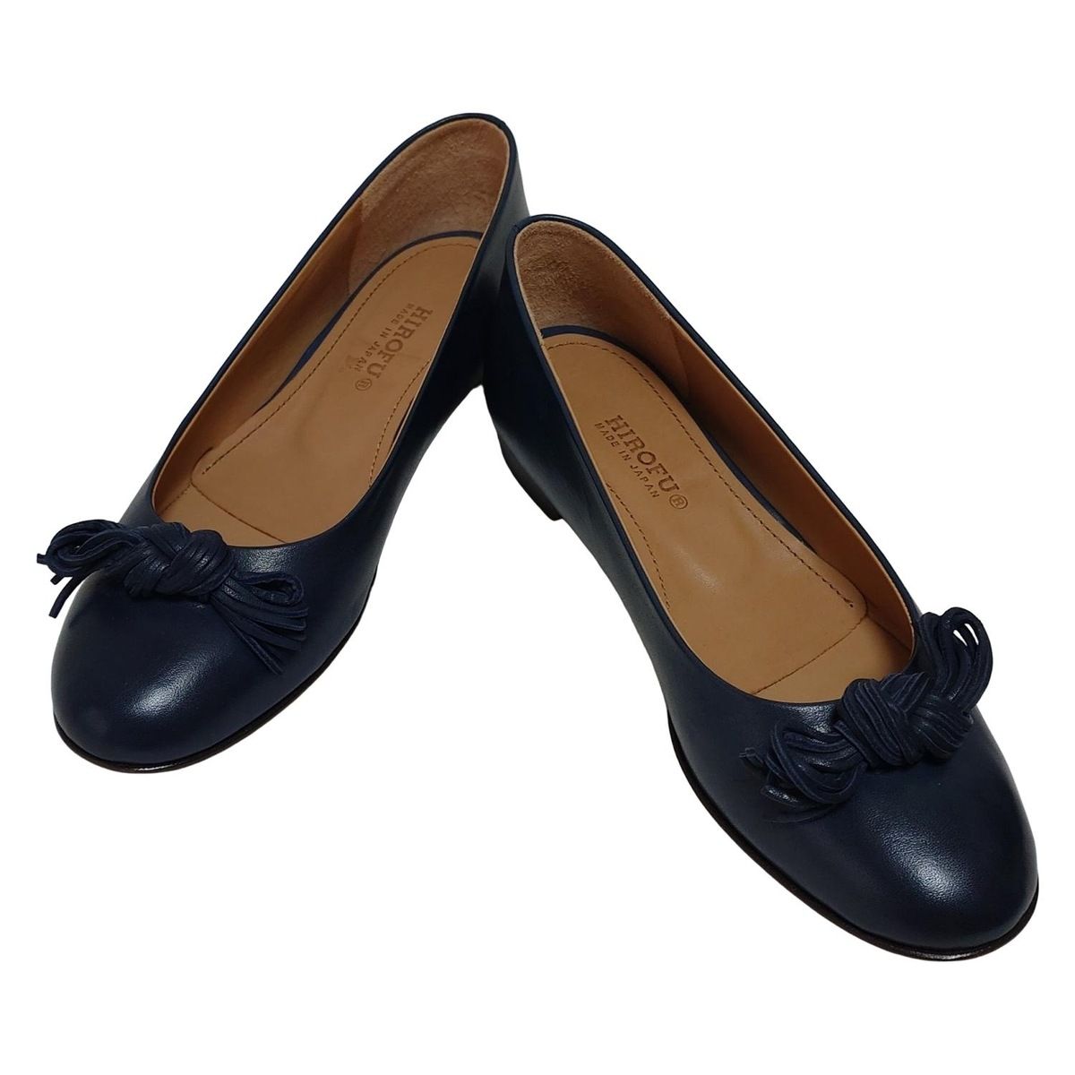 HIROFU ヒロフ フラットシューズ 23 1 2 レディース - ダークネイビー リボン レザー
