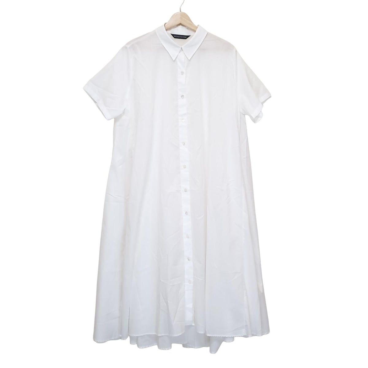 mizuiro ind ミズイロインド ワンピース レディース - 白 レギュラー 半袖 ロング シャツワンピ
