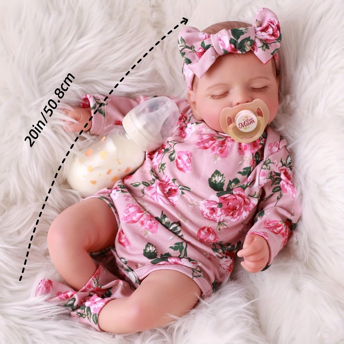 リアルなアニメ風 50 cm リボーンドール 赤ちゃん人形 ビニール製 ソフトボディ 寝かしつけ おままごと 知育玩具 3歳以上 女の子 ギフト プレゼント 付き