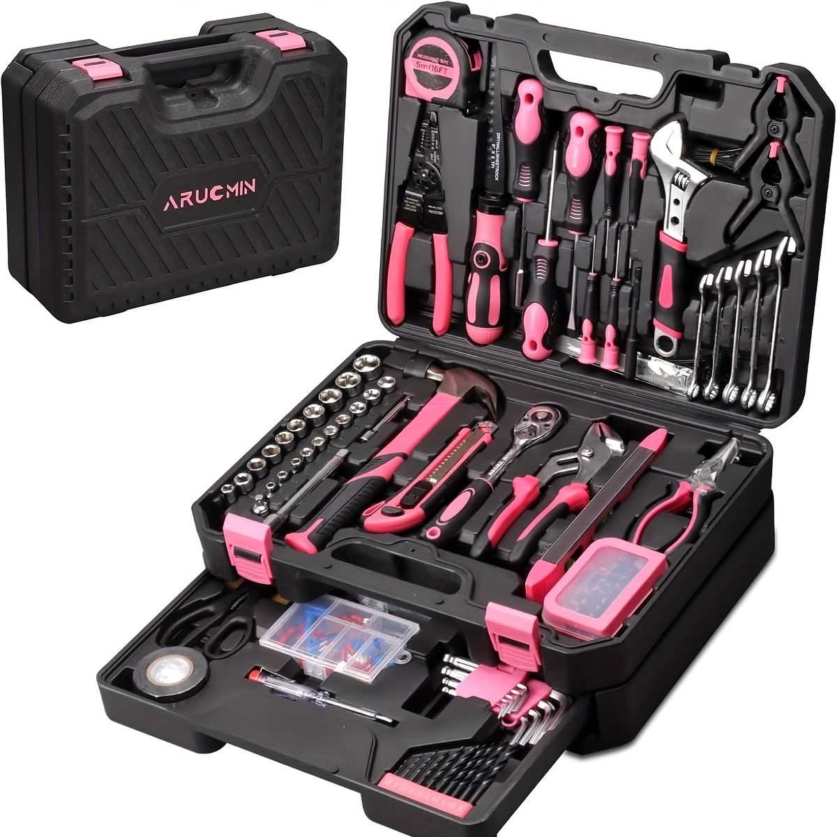 DIY女子必見 450点 女性用ツールセット ピンク収納ケース付 ホームメンテナンス DIY 自転車-車修理に最適 工具セット 家庭用 DIY 向け