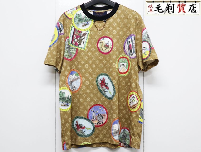 ルイヴィトン LOUIS VUITTON モノグラム キャットスタンプ Ｔシャツ 1AHYT0 サイズM RW261WW 上 トップス