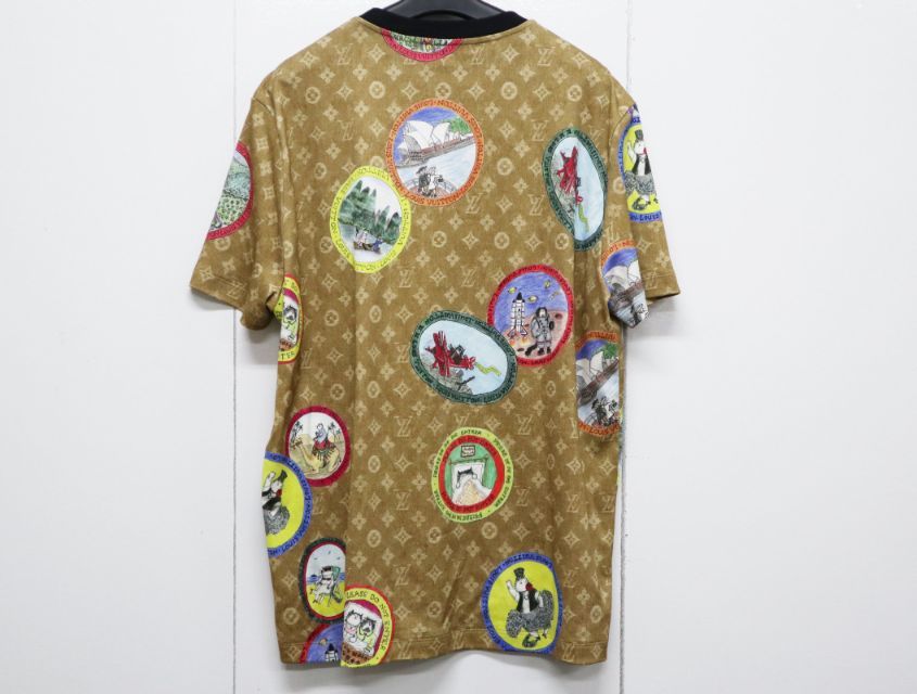 ルイヴィトン LOUIS VUITTON モノグラム キャットスタンプ Ｔシャツ 1AHYT0 サイズM RW261WW 上 トップス