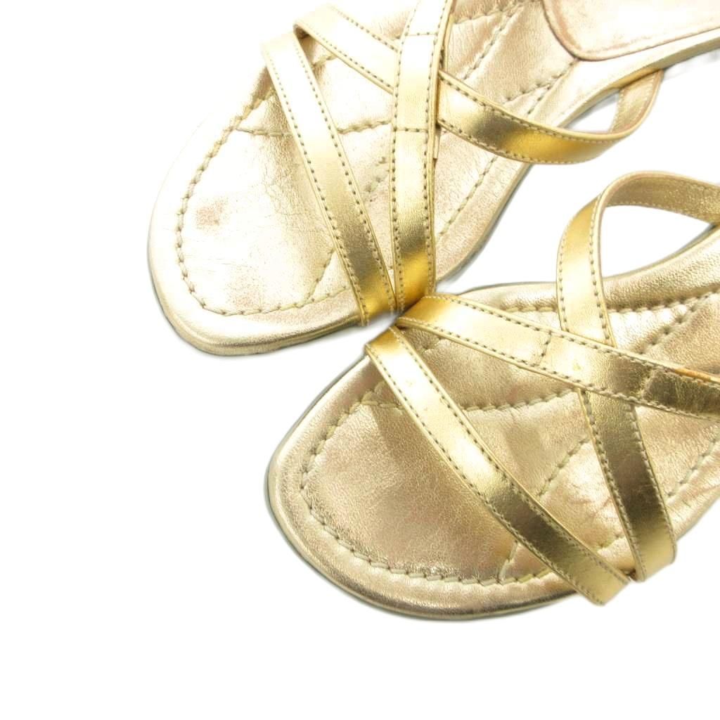 【新品】Prada メタリックゴールド サンダル 36.5 プラダスポーツ PRADA SPORT サンダル ローヒール ミュール メタリック