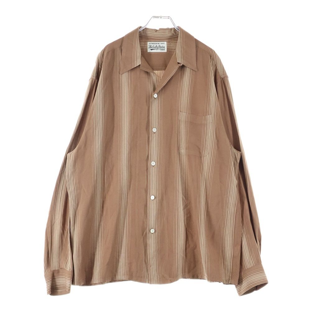 WACKO MARIA ワコマリア 22AW STRIPED OPEN COLLAR RAYON L S SHIRT ストライプオープン レーヨン 長袖シャツ ブラウン