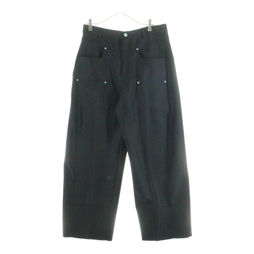 LOUIS VUITTON ルイヴィトン 24AW ターコイズ装飾 テーラード ウール ワークウェア ダブルニーワイドトラウザー スラックス ロングパンツ ブラック 1AFWR0 RM242M MFE HRP88W