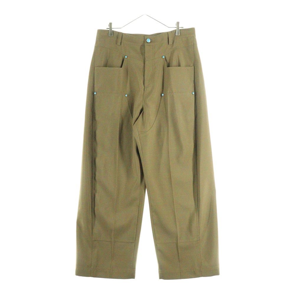 LOUIS VUITTON ルイヴィトン 24AW ターコイズ装飾 テーラード ウール ワークウェア ダブルニーワイドトラウザー スラックス ロングパンツ ブラウン RM242M FZC HRP88W