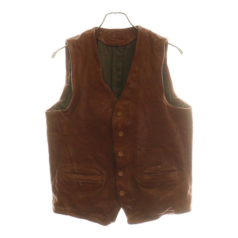 ISAMU KATAYAMA BACKLASH イサムカタヤマバックラッシュ EL DIABLO ITALY SHOULDER GARMENT-DYED VEST 製品染 イタリアンカウレザーベスト ブラウン 1254-05