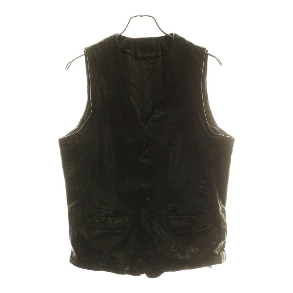 ISAMU KATAYAMA BACKLASH イサムカタヤマバックラッシュ EL DIABLO ITALY SHOULDER GARMENT-DYED VEST 製品染 イタリアンカウレザーベスト ブラック 1254-05