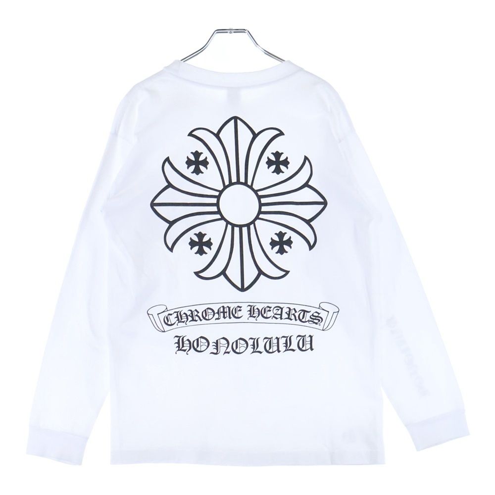 CHROME HEARTS クロムハーツ Honolulu CH PLS L S TEE ホノルル CHプラスプリントロングスリーブTシャツ ロゴプリントクルーネック長袖Tシャツ ホワイト