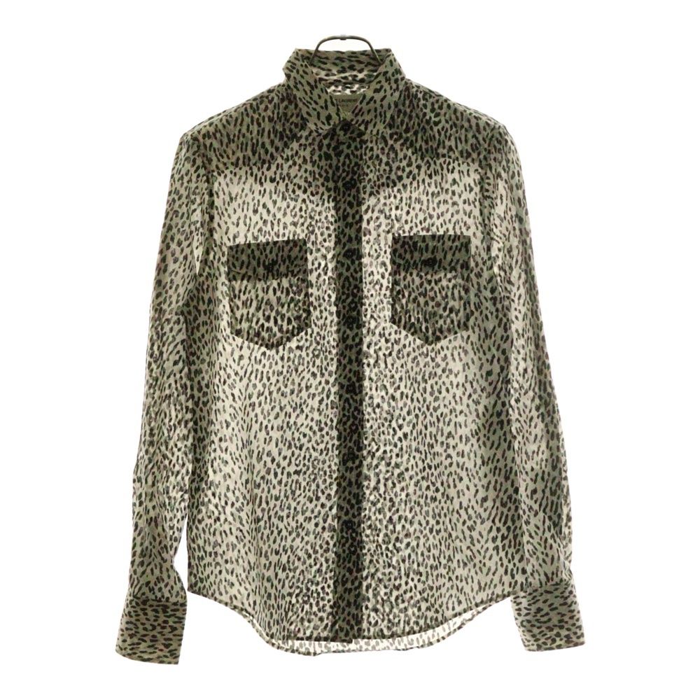 SAINT LAURENT PARIS サンローランパリ 13SSエディ期 ベイビーキャット レオパード柄 長袖シャツ ホワイト 323929 Y736B