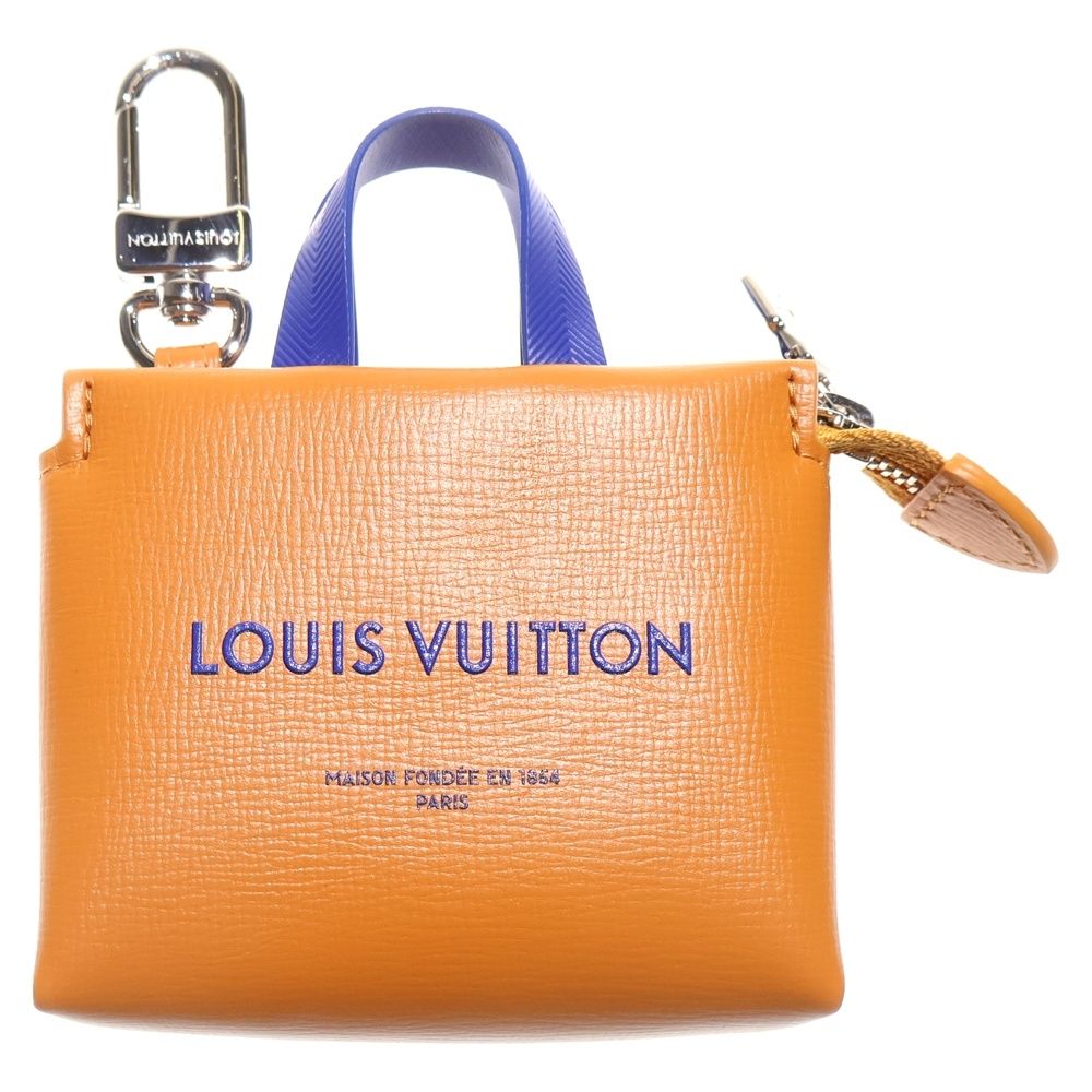 LOUIS VUITTON ルイヴィトン バッグチャーム LV ミニショッパー キーホルダー バッグチャーム レザー オレンジ M02699 シルバー金具