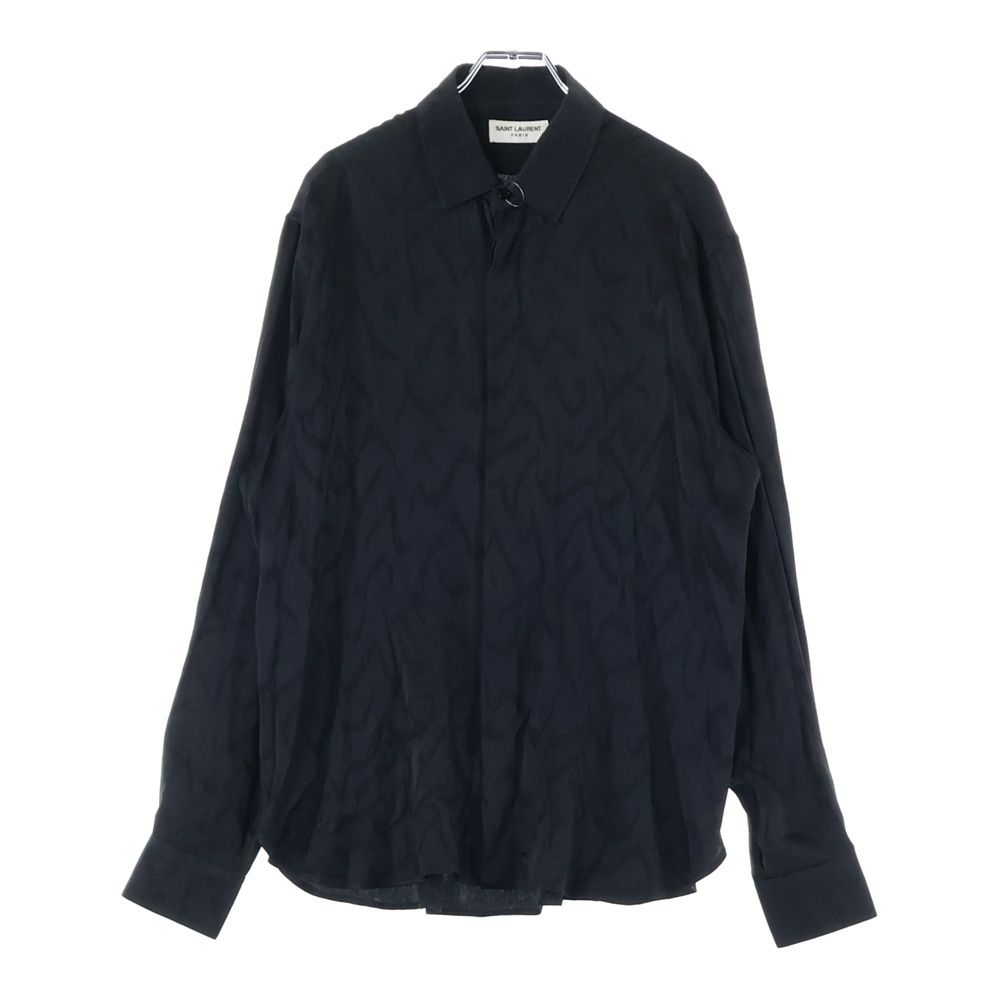 SAINT LAURENT PARIS サンローランパリ Silk Shirt イブ クラシック シルク長袖シャツ ブラック 646850 Y2G27