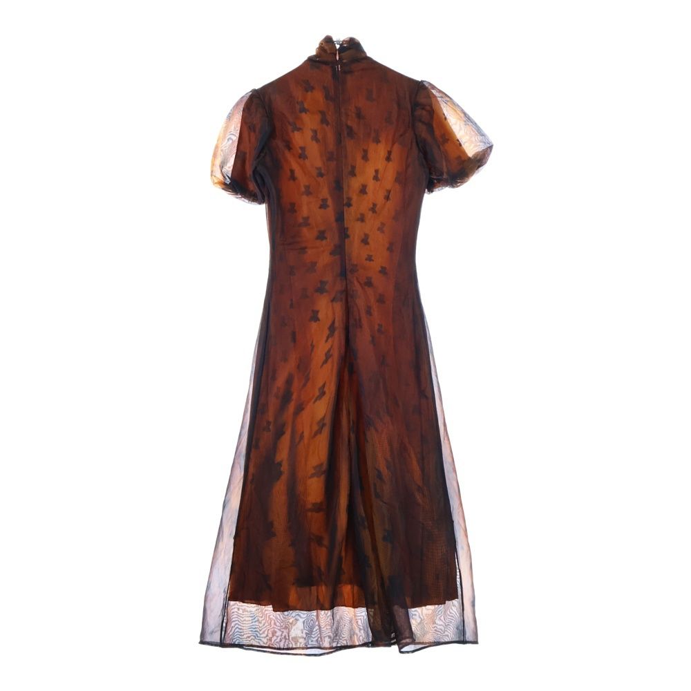 Acne Studios アクネ ストゥディオズ Brown Printed Nylon Bow Dress ネックリボン ナイロン 半袖ドレス ブラウン FN-WN-DRES001562 レディース
