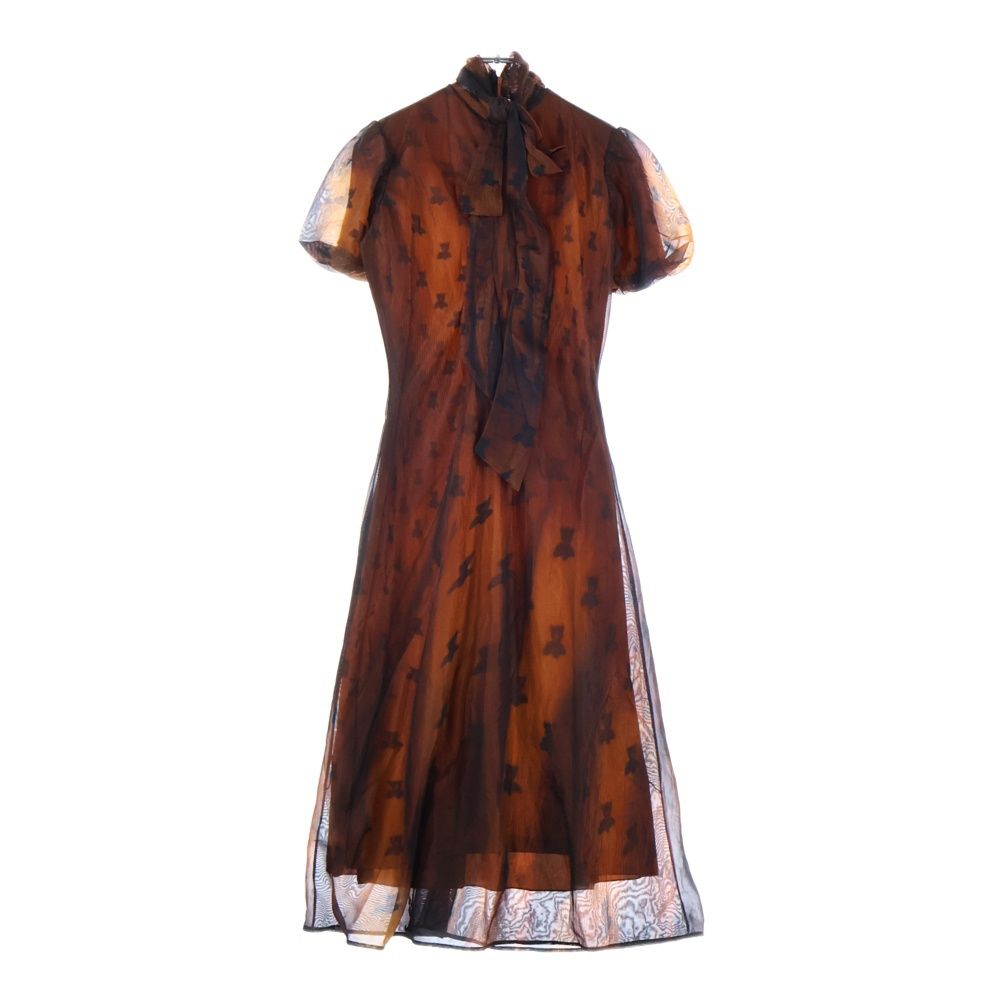 Acne Studios アクネ ストゥディオズ Brown Printed Nylon Bow Dress ネックリボン ナイロン 半袖ドレス ブラウン FN-WN-DRES001562 レディース