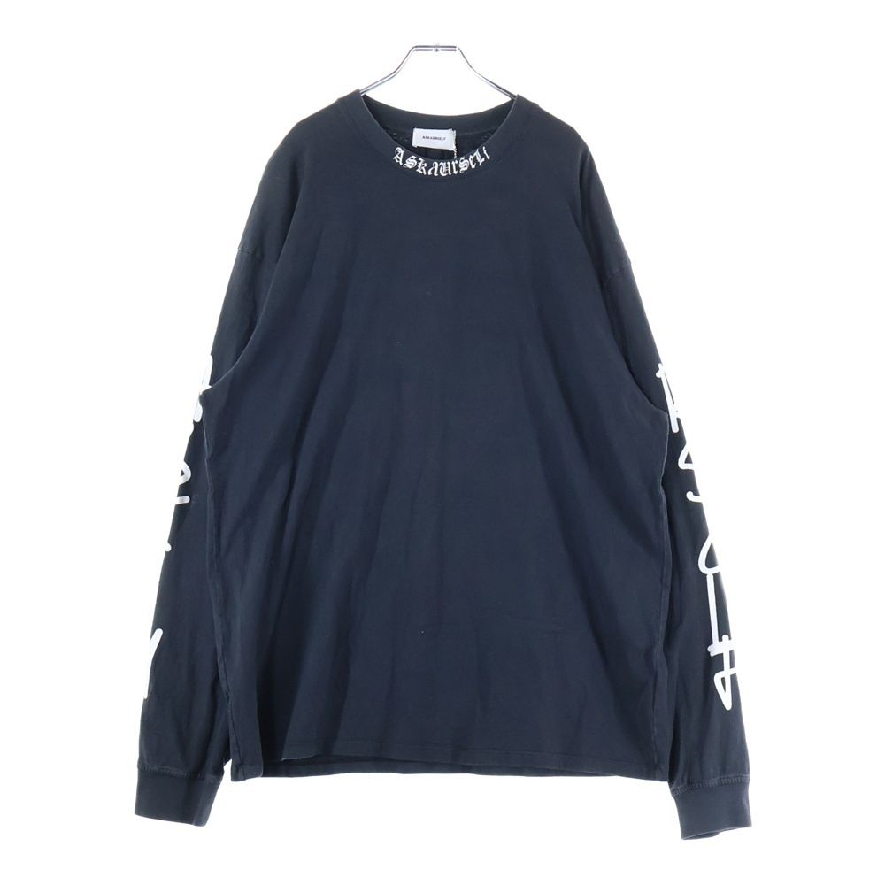 ASKYURSELF アスクユアセルフ SCRIBT LS ネックアームプリント オーバーサイズ 長袖Tシャツ カットソー ブラック
