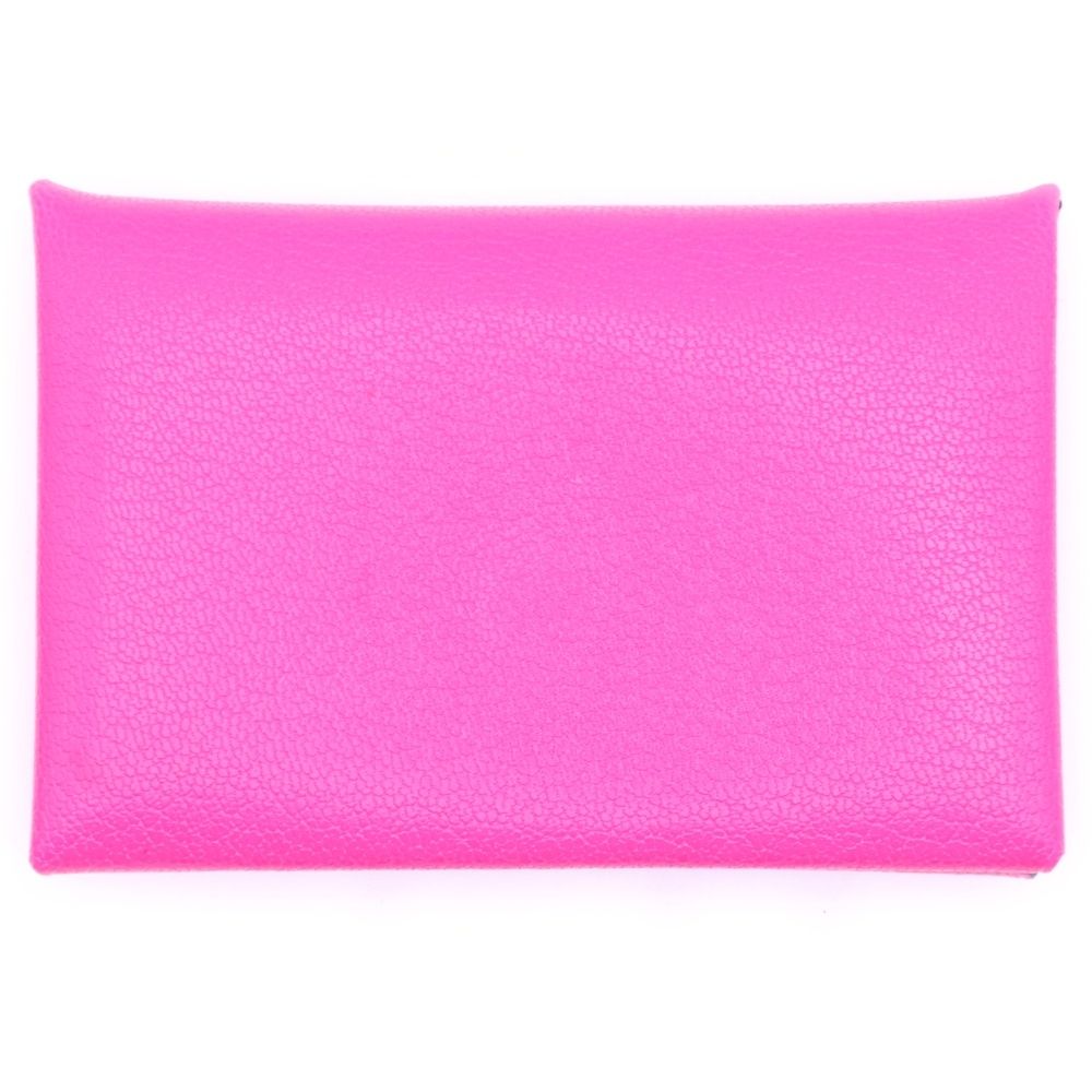 HERMES エルメス カルヴィ ローズエクストリーム シェーブル レザー カード コインケース U刻印 ピンク