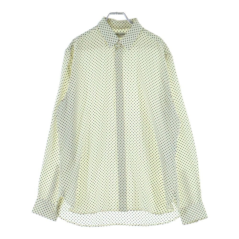 SAINT LAURENT PARIS サンローランパリ ドット総柄 シルク長袖シャツ 646850 アイボリー