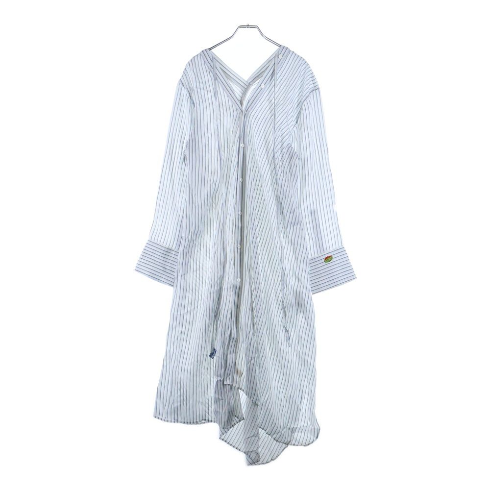 Acne Studios アクネ ストゥディオズ DESIGN SHIRT DRESS アシンメトリー ストライプ柄 レーヨンドレス ホワイト ブルー FN-WN- レディース