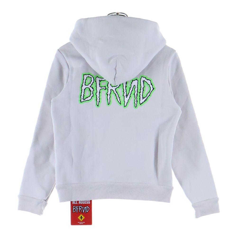 BALENCIAGA バレンシアガ BFRND Series Zip-up Hoodie Small Fit ロゴプリント スモールフィット ジップアップフーディ スウェットパーカー ホワイト レディース 788243 TQVH1