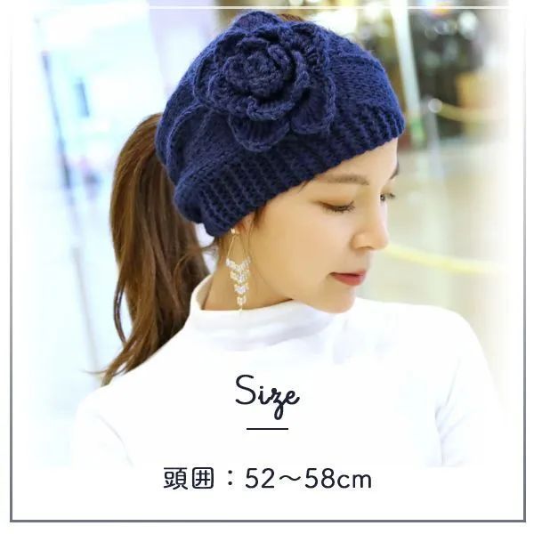 フラワー ニット ターバン ヘアバンド - メルカリ