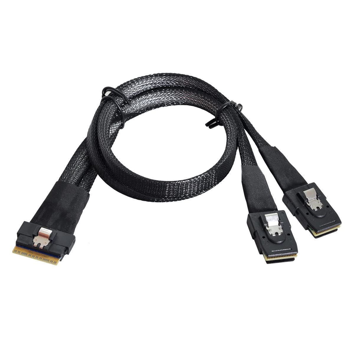 新品　Cablecc PCI-E Ultraport Slimline SAS Slim 4.0 SFF-8654 8i 74ピン - デュアル SFF-8087 Mini SASケーブル PCI-Express