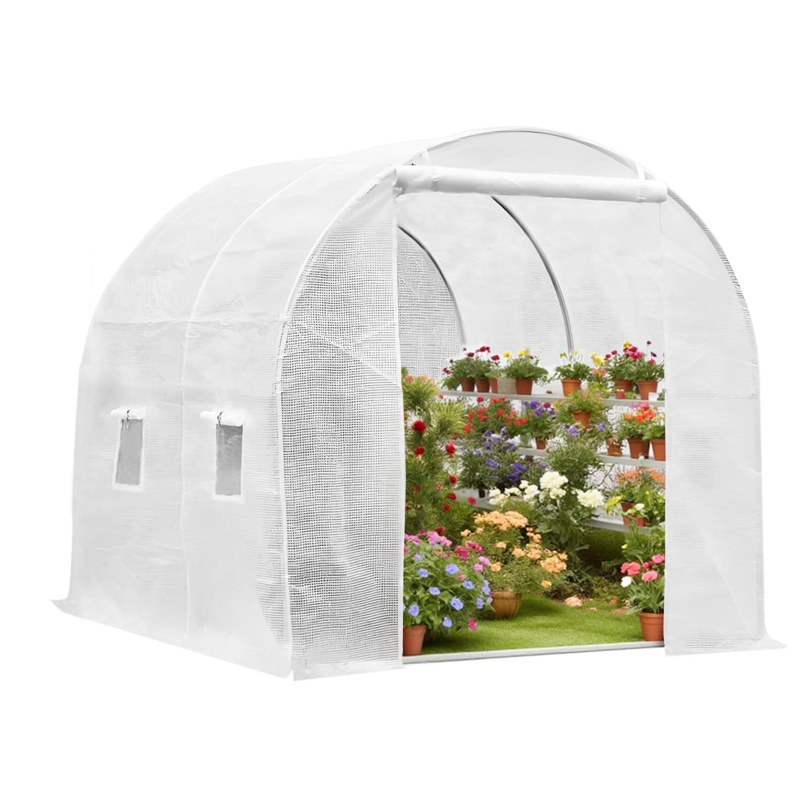 2 m×2 m 屋外 家庭菜園用 DIY簡易温室 温室 防虫メッシュ窓付き 大型 農業 園芸対応 ビニールハウス 家庭用ガーデンハウス FRGBAKLI ミニ温室ハウス