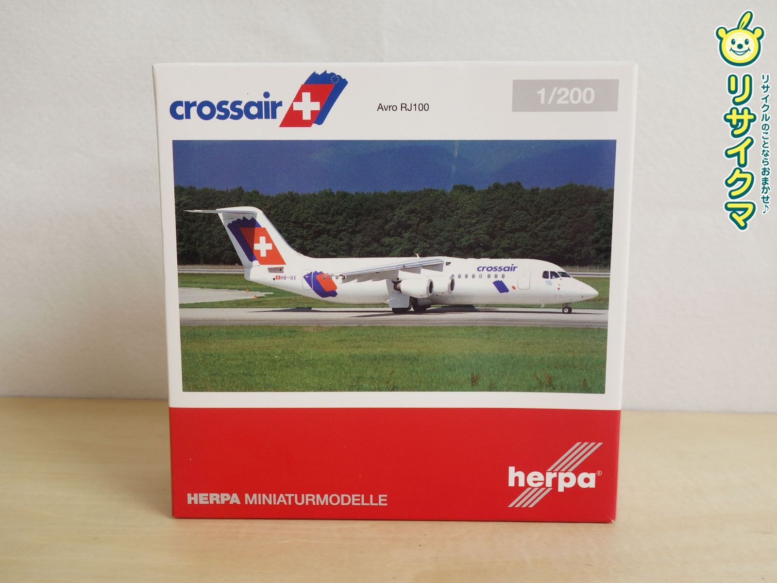M 飛行機 旅客機 航空機 模型 ヘルパ Herpa クロスエア Crossair スイス アブロ Avro RJ 100 ジャンボリノ Jumbolino 1 200 HB-IXX 38905