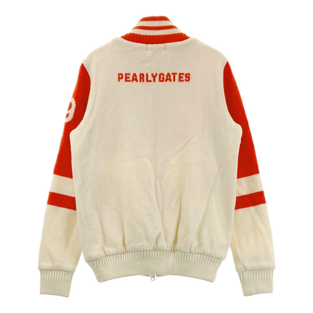 サイズ 0 PEARLY GATES パーリーゲイツ ウール混 裏地付 ニット ジップジャケット ホワイト系 ゴルフウェア レディース ストスト