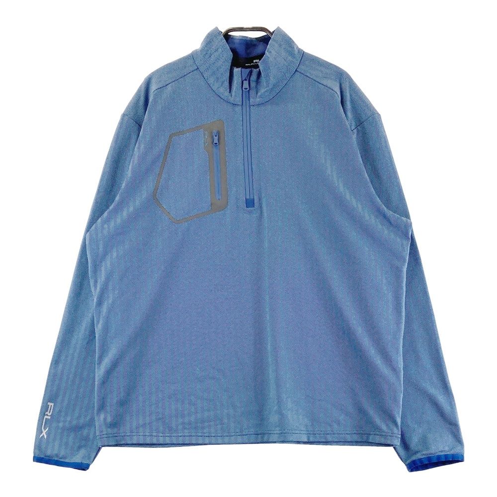 サイズ L RLX ラルフローレン ハーフジップ 長袖Tシャツ ヘリンボーン柄 ブルー系 240101552384 ゴルフウェア メンズ ストスト