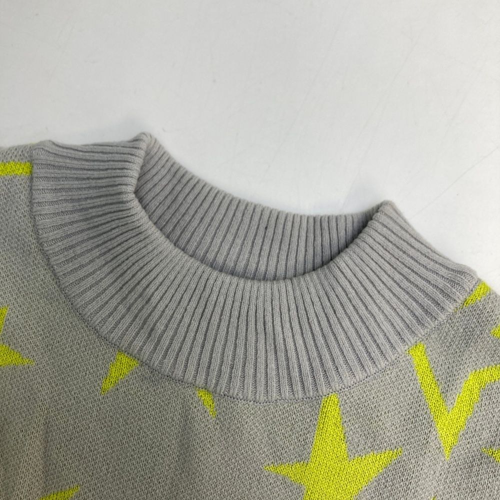  サイズ 2 PEARLY GATES パーリーゲイツ モデル モックネック ニットセーター 星柄 グレー系 ゴルフウェア レディース ストスト セーター トレーナー レディースウェア