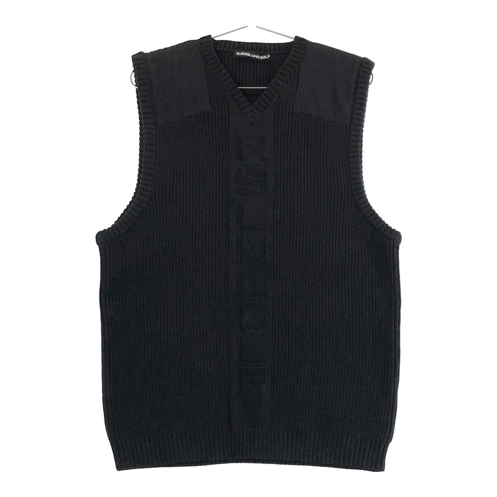 サイズ 7 RUSSELUNO ラッセルノ 異素材切替 ルチャ刺繍 ニットベスト ブラック系 240101555248 ゴルフウェア メンズ ストスト