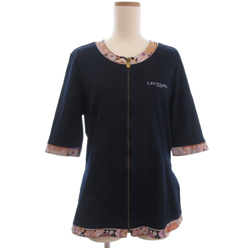 ☆美品LEONARD sport レオナール　メッシュ　ジップアップパーカー　黒 ☆美品LEONARD sport レオナール メッシュ ジップアップパーカー 黒