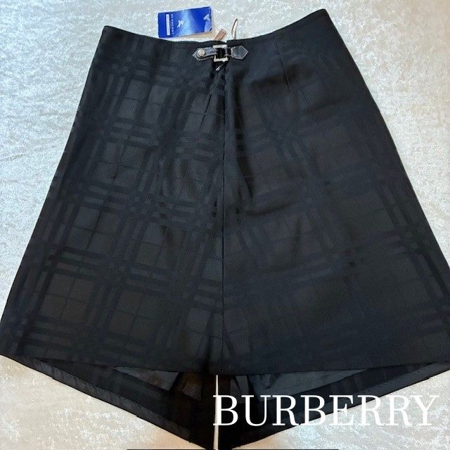 バーバリー BURBERRY LONDON BLUELABEL ノバチェック ナイトホースロゴ スリットアシンメトリー ひざ丈スカート サイズ 36