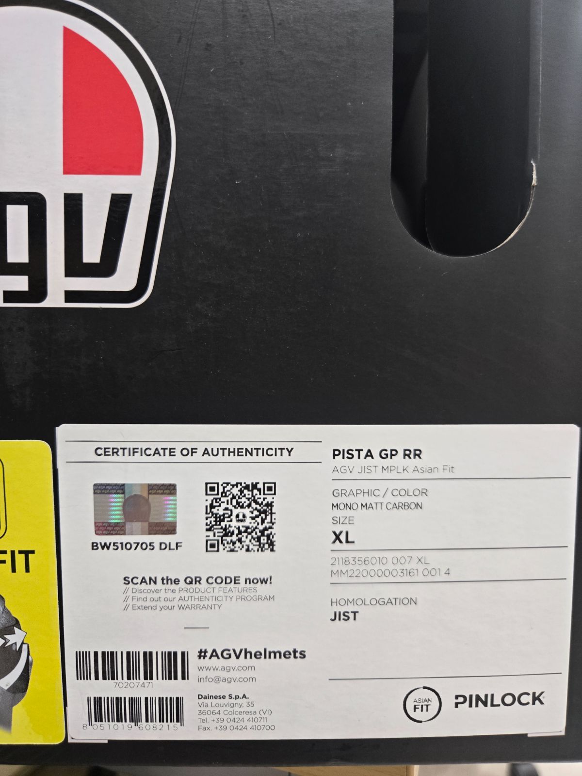 AGV】PISTA GP RR/マットカーボン XL - メルカリ
