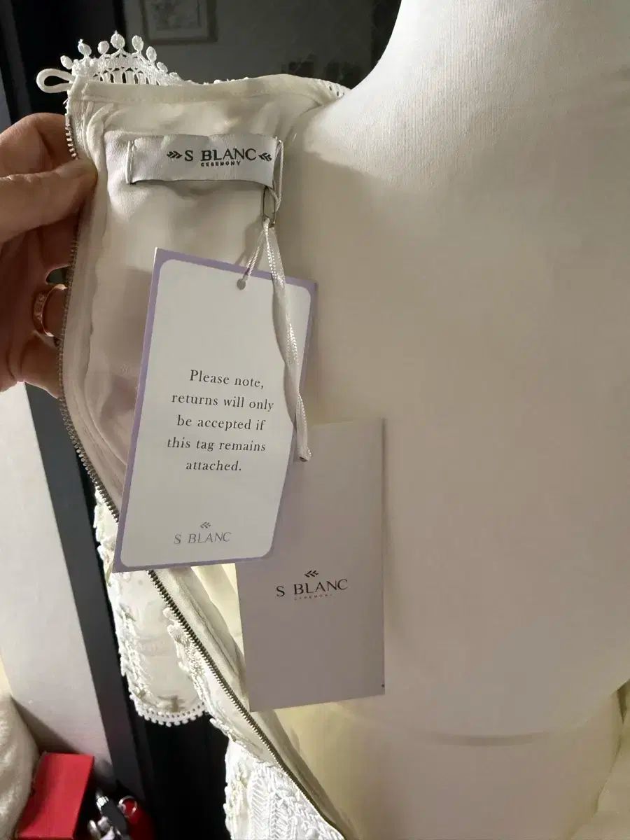  エスブラン 白 レース ディテール ドレス 長袖 七分袖 その他