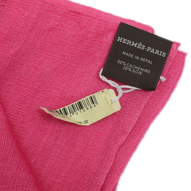  エルメス 大判ショール 140 H バイブレーション カシミヤ混 ローズ ルージ バンダナ スカーフ 小物
