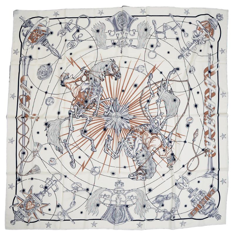 エルメス カレ140 ジェアン コーラス ステラルム ホワイト マリン ベージュ