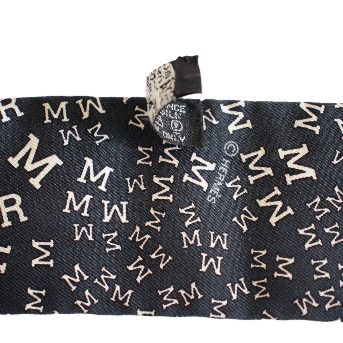  HERMES エルメス ツイリー アルファベット シルク100％ ブラック系 バンダナ スカーフ 小物
