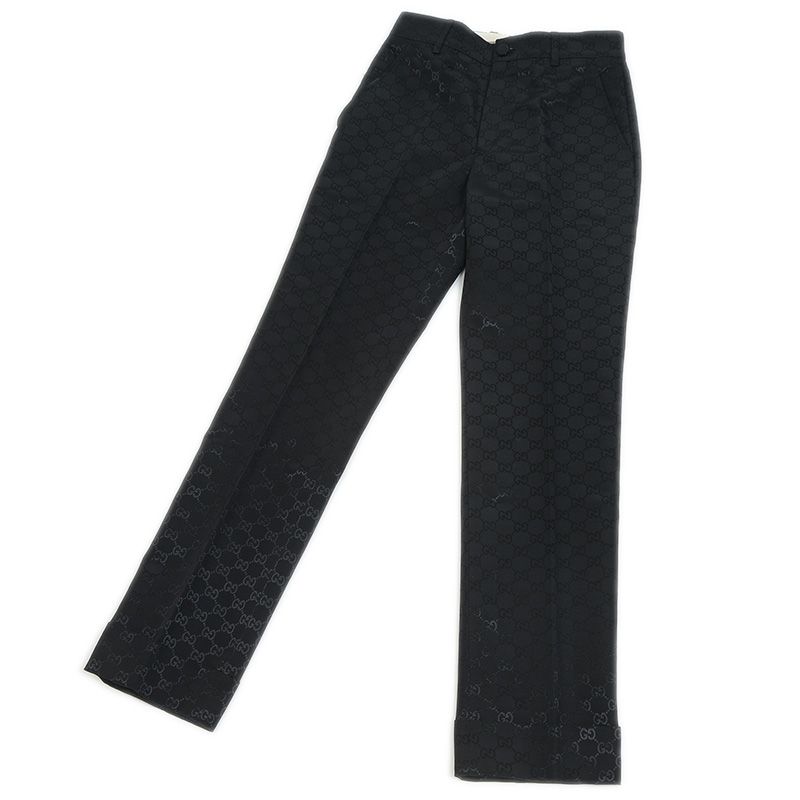 グッチ GGキャンバス スラックス コットン混 ブラック 36 664408