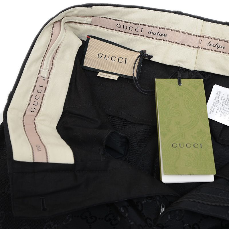  グッチ GGキャンバス スラックス コットン混 ブラック 36 664408 スラックス パンツ