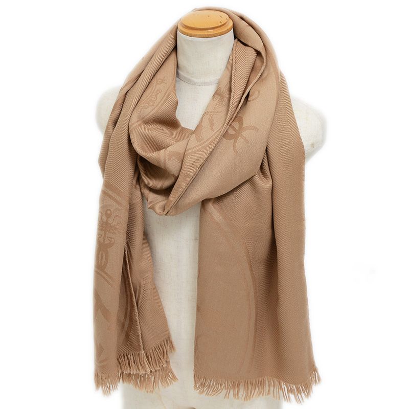 エルメス ニューリブリス ストール ショール カシミヤ/シルク ベージュ