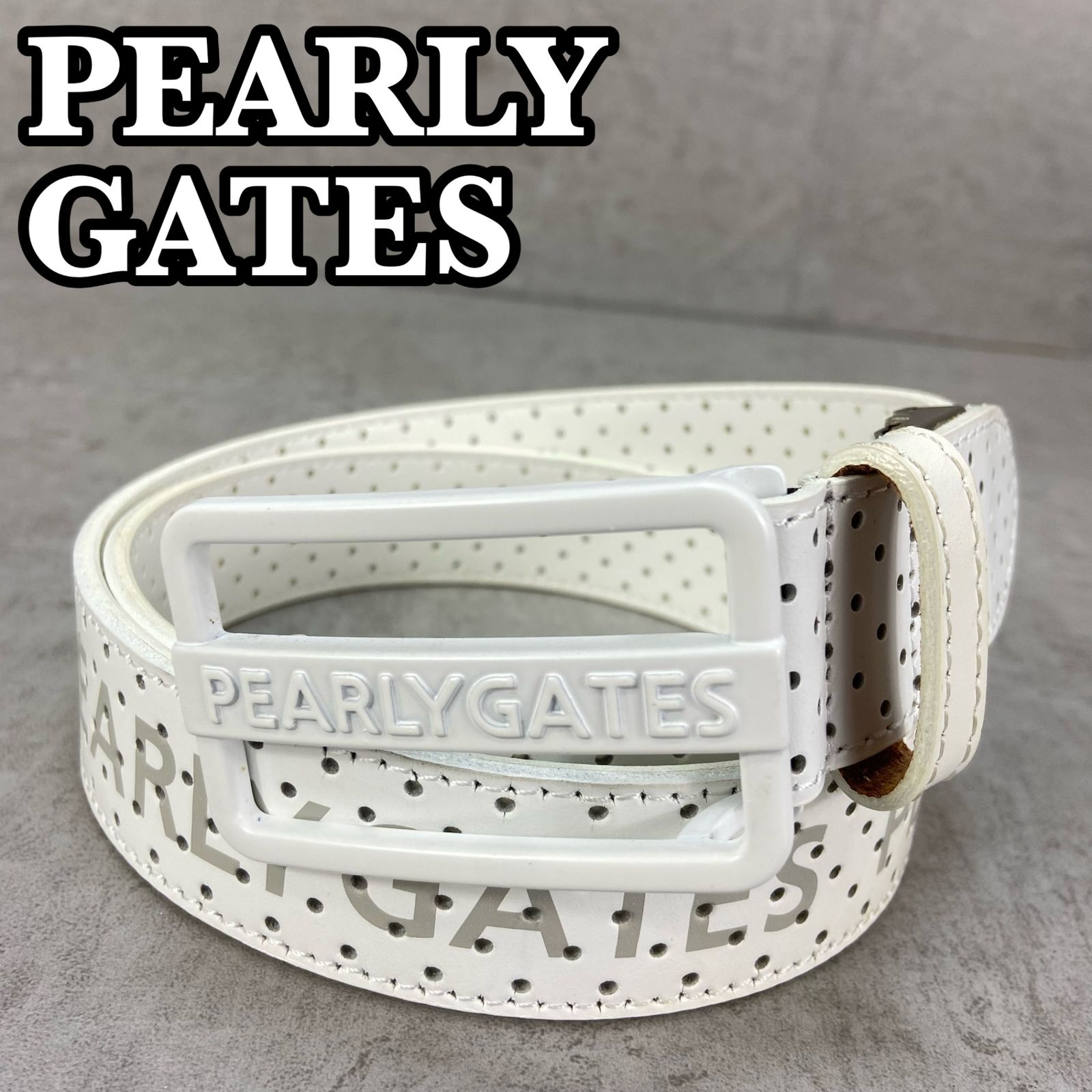 【PEARLY GATES/パーリーゲイツ】デボス加工 レザーベルト ホワイト パーリーゲイツ レディースベルト パンチング レザー ホワイト 女性用