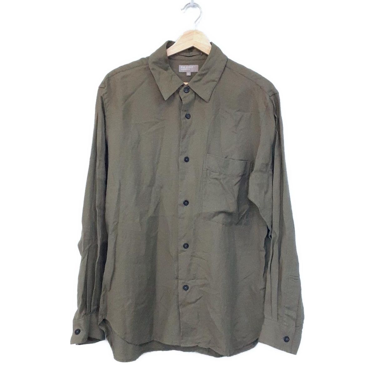 MargaretHowell マーガレットハウエル 長袖シャツブラウス サイズL レディース ダークグリーン