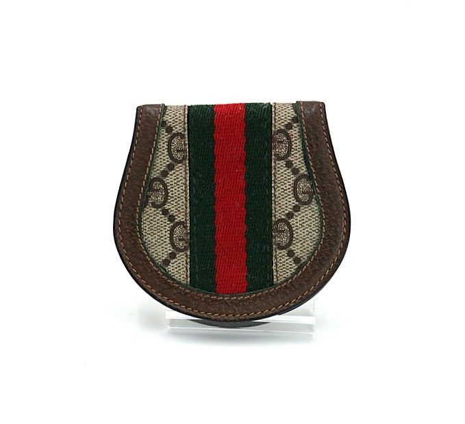 GUCCI グッチ GGスプリーム シェリーライン 二つ折りコインケース ブラウン