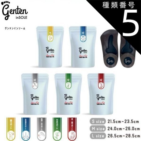 種類5 M 24〜26 cm グリーン ひざサポート ゲンテンインソール 5種 genten 正規流通品 男女兼用 足裏アーチサポート 土踏まず 衝撃吸収 靴用 代謝サポート 姿勢 矯正 靴の中敷き 中敷き 体幹 ダイエット O脚 外反母趾 冷え むくみ