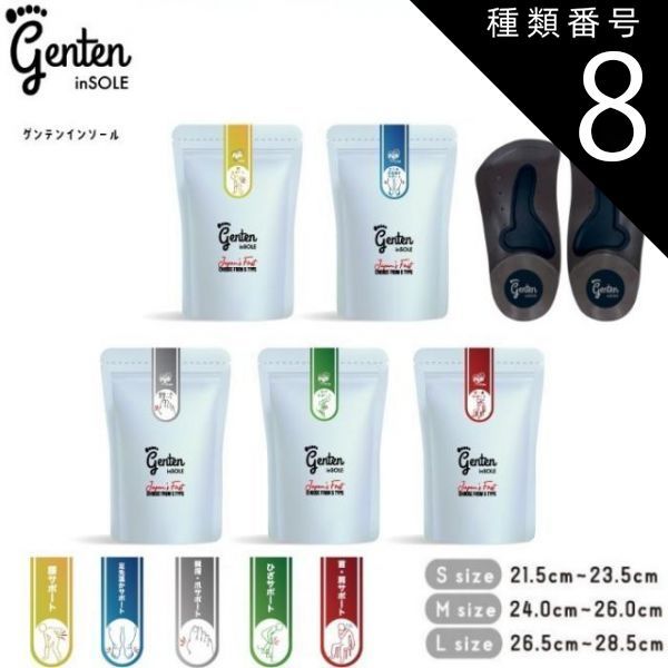 種類8 M 24〜26 cm レッド 首 肩サポート ゲンテンインソール 5種 genten 正規流通品 男女兼用 足裏アーチサポート 土踏まず 衝撃吸収 靴用 代謝サポート 姿勢 矯正 靴の中敷き 中敷き 体幹 ダイエット O脚 外反母趾 冷え むくみ